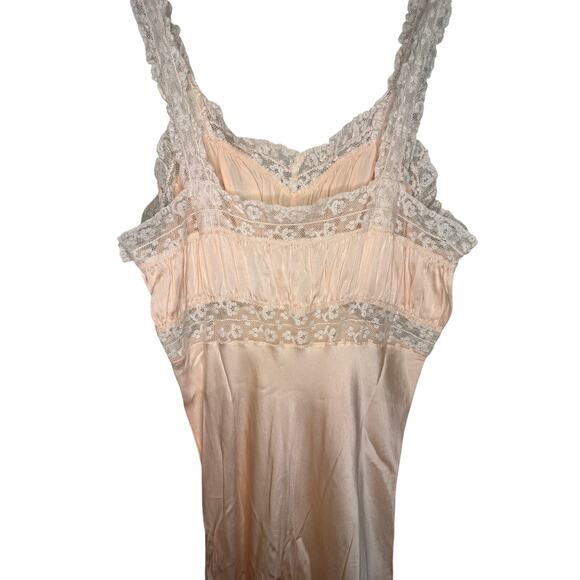 Vintage Fischer Pure Silk Lace Nightgown Slip Dress Sz S/M? Peach Pink Lingerie - Picture 4 of 7
